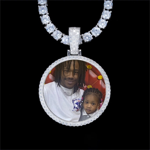 925S & VVS Moissanite 3D Circle Custom Picture Pendant