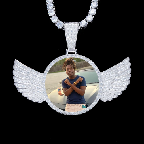 925S & VVS Moissanite 3D Wing Custom Picture Pendant