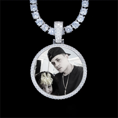 925S & VVS Moissanite 3D Circle Custom Picture Pendant