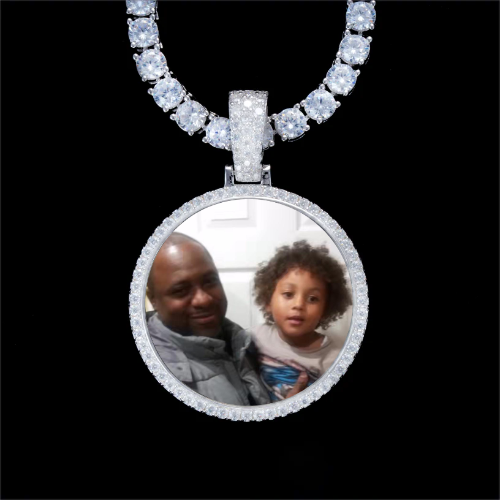 925S & VVS Moissanite 3D Circle Custom Picture Pendant