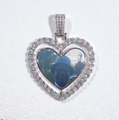 3D Spinning 2-Faced Heart Custom Picture Pendant