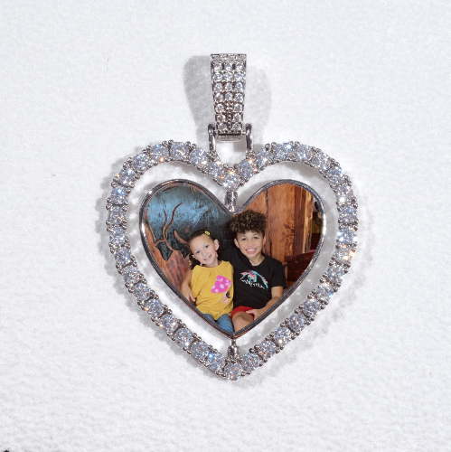 3D Spinning 2-Faced Heart Custom Picture Pendant