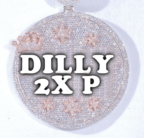 CUSTOM LETTER NECKLACE 3D BIG CROWN DISC