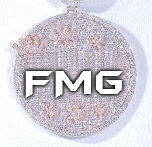 CUSTOM LETTER NECKLACE 3D BIG CROWN DISC