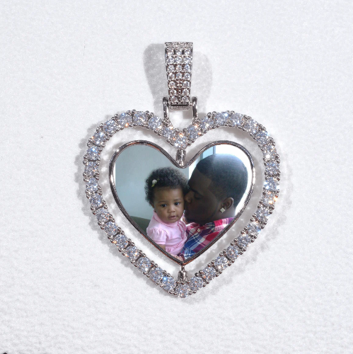 3D Spinning 2-Faced Heart Custom Picture Pendant