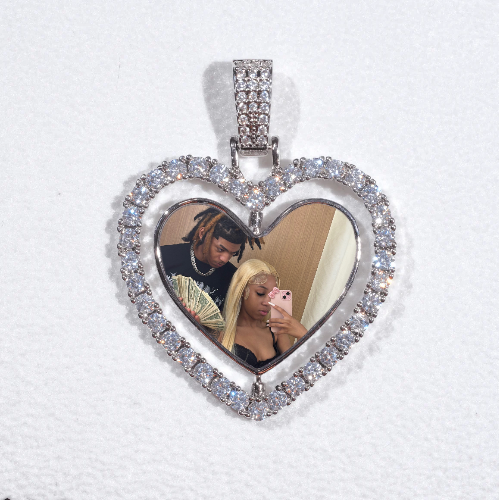 3D Spinning 2-Faced Heart Custom Picture Pendant