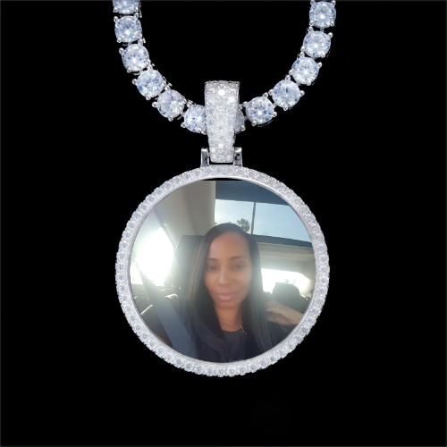 925S & VVS Moissanite 3D Circle Custom Picture Pendant