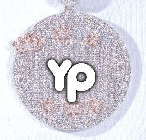 CUSTOM LETTER NECKLACE 3D BIG CROWN DISC
