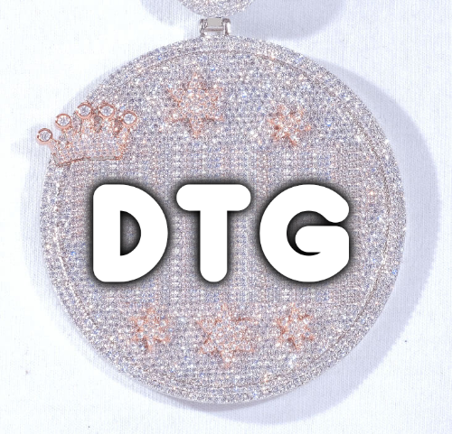CUSTOM LETTER NECKLACE 3D BIG CROWN DISC