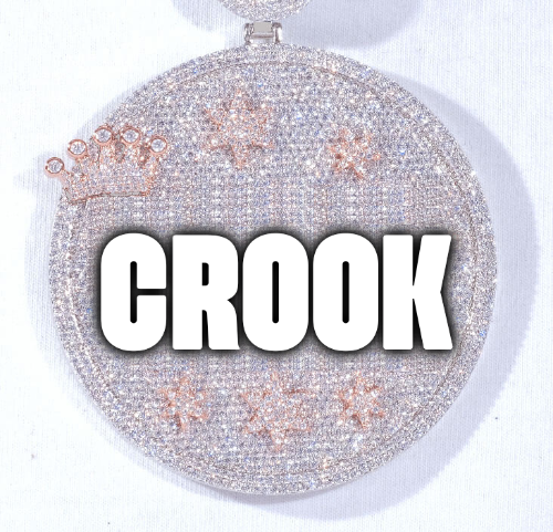 CUSTOM LETTER NECKLACE 3D BIG CROWN DISC