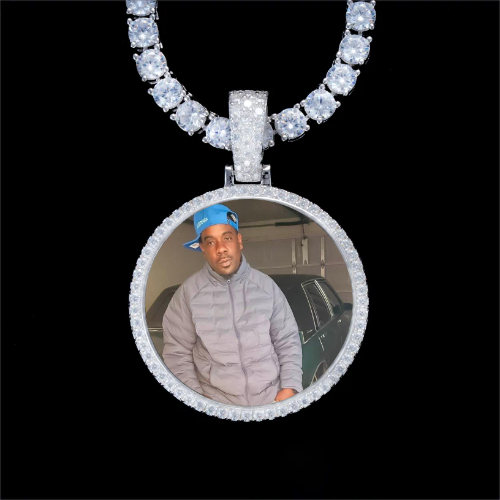 925S & VVS Moissanite 3D Circle Custom Picture Pendant