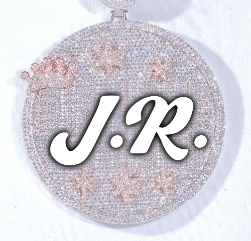 CUSTOM LETTER NECKLACE 3D BIG CROWN DISC
