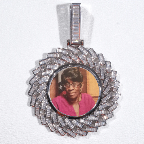 Large 3D Baguette Custom Picture Pendant