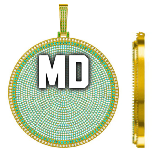 CUSTOM LETTER NECKLACE 3D BIG DISC