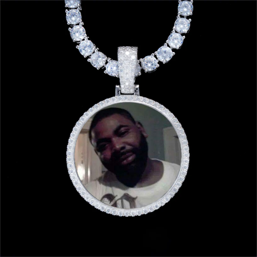 925S & VVS Moissanite 3D Circle Custom Picture Pendant