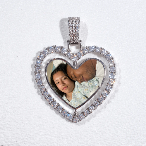 3D Spinning 2-Faced Heart Custom Picture Pendant