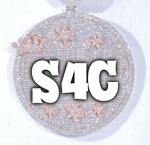 CUSTOM LETTER NECKLACE 3D BIG CROWN DISC