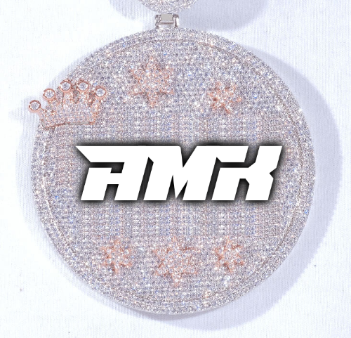 CUSTOM LETTER NECKLACE 3D BIG CROWN DISC