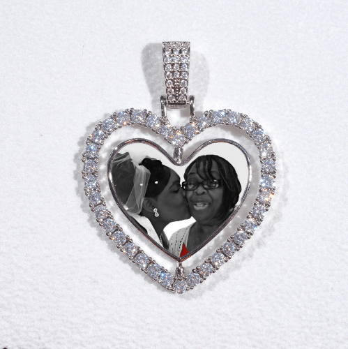 3D Spinning 2-Faced Heart Custom Picture Pendant