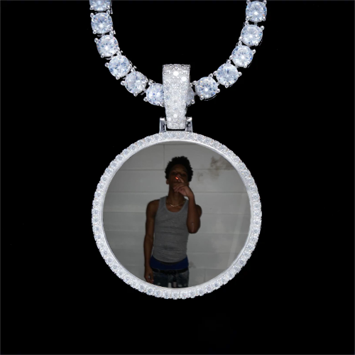 925S & VVS Moissanite 3D Circle Custom Picture Pendant