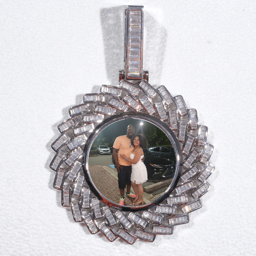 Large 3D Baguette Custom Picture Pendant
