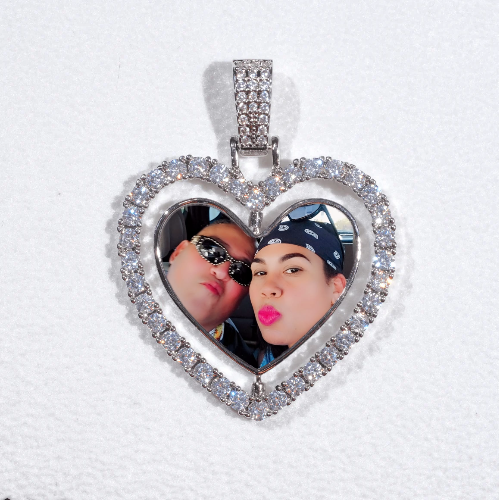 3D Spinning 2-Faced Heart Custom Picture Pendant