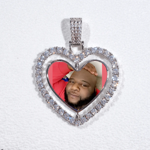 3D Spinning 2-Faced Heart Custom Picture Pendant