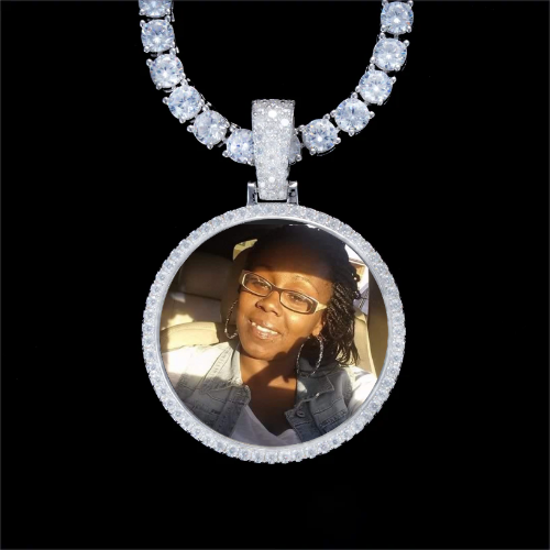 925S & VVS Moissanite 3D Circle Custom Picture Pendant
