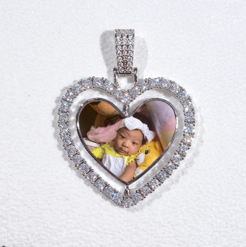 3D Spinning 2-Faced Heart Custom Picture Pendant