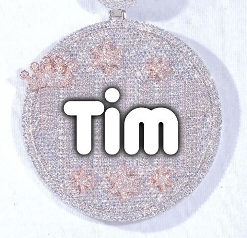CUSTOM LETTER NECKLACE 3D BIG CROWN DISC