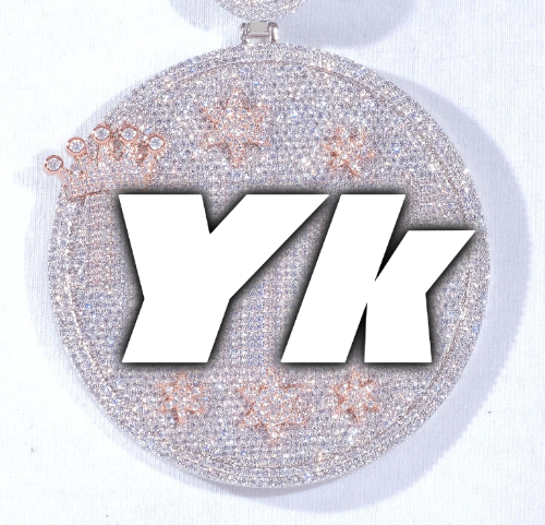 CUSTOM LETTER NECKLACE 3D BIG CROWN DISC