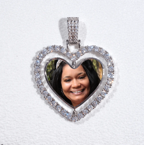 3D Spinning 2-Faced Heart Custom Picture Pendant