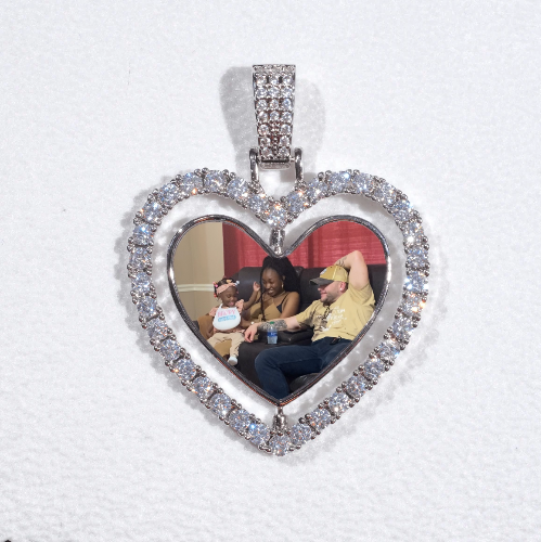 3D Spinning 2-Faced Heart Custom Picture Pendant