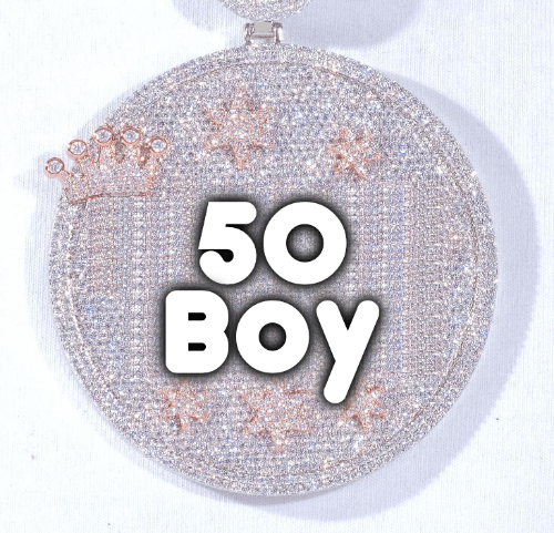 CUSTOM LETTER NECKLACE 3D BIG CROWN DISC