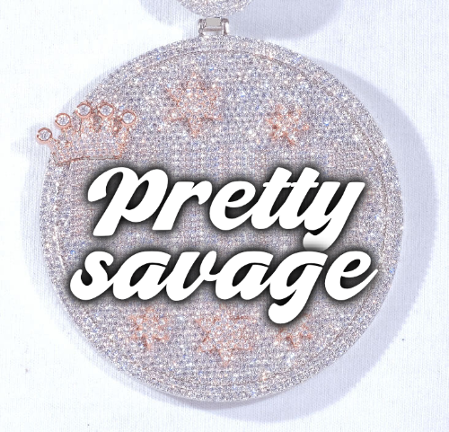 CUSTOM LETTER NECKLACE 3D BIG CROWN DISC
