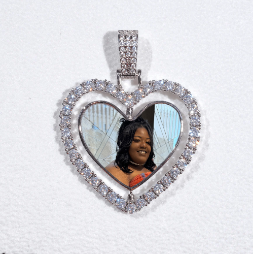 3D Spinning 2-Faced Heart Custom Picture Pendant