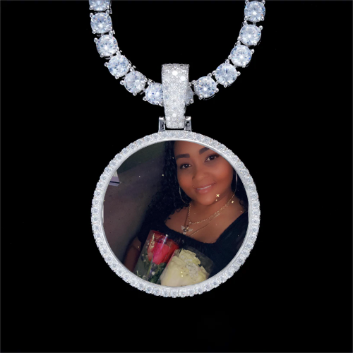 925S & VVS Moissanite 3D Circle Custom Picture Pendant