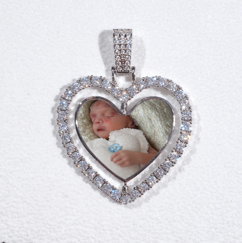 3D Spinning 2-Faced Heart Custom Picture Pendant