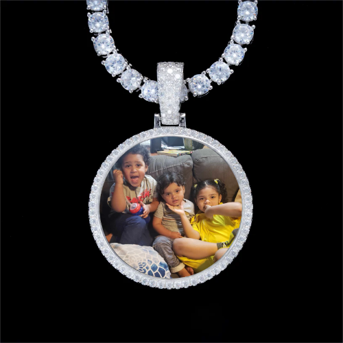 925S & VVS Moissanite 3D Circle Custom Picture Pendant