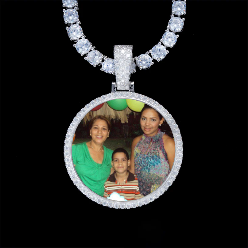 925S & VVS Moissanite 3D Circle Custom Picture Pendant