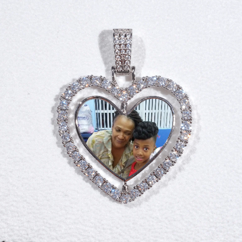 3D Spinning 2-Faced Heart Custom Picture Pendant