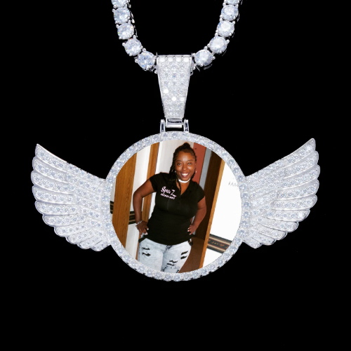 925S & VVS Moissanite 3D Wing Custom Picture Pendant
