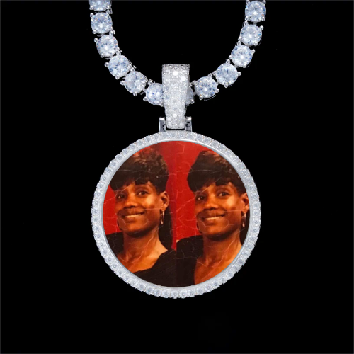 925S & VVS Moissanite 3D Circle Custom Picture Pendant