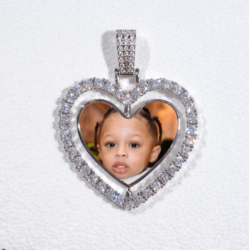 3D Spinning 2-Faced Heart Custom Picture Pendant
