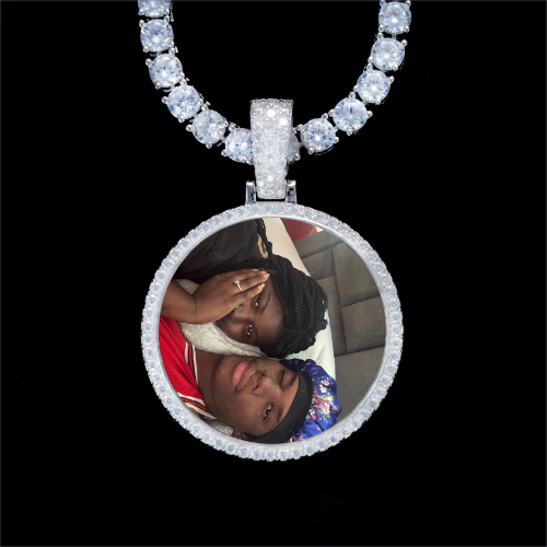 925S & VVS Moissanite 3D Circle Custom Picture Pendant