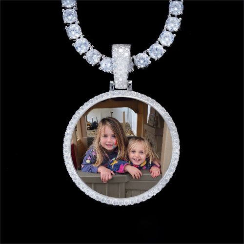 925S & VVS Moissanite 3D Circle Custom Picture Pendant