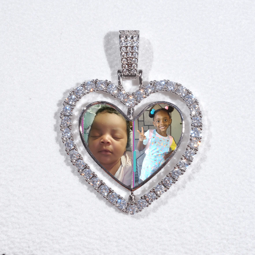 3D Spinning 2-Faced Heart Custom Picture Pendant