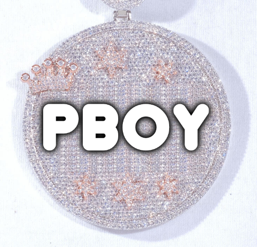CUSTOM LETTER NECKLACE 3D BIG CROWN DISC