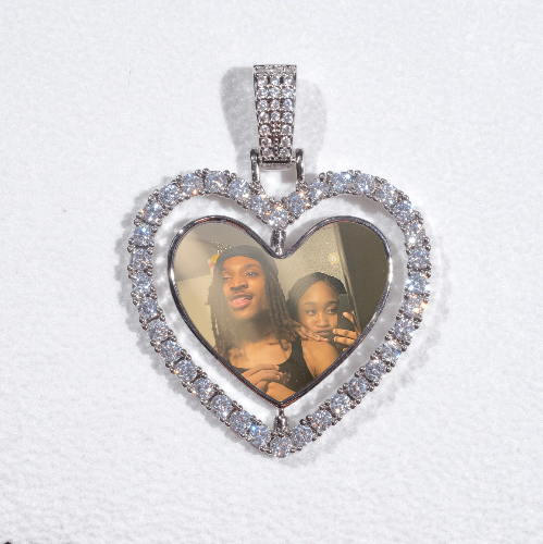 3D Spinning 2-Faced Heart Custom Picture Pendant