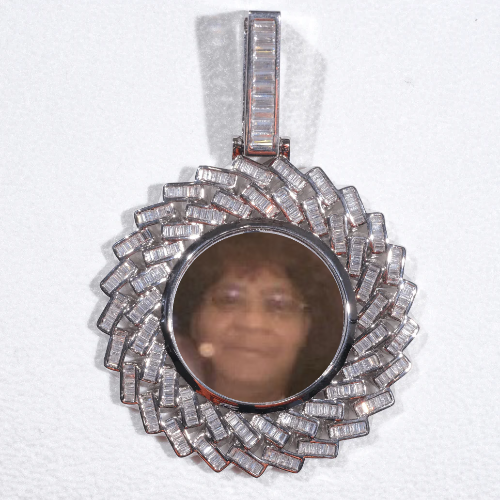 Large 3D Baguette Custom Picture Pendant